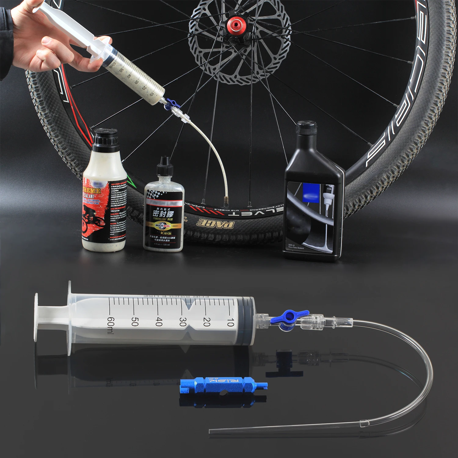 RISK RL225 Cycling Bike Bicycle Tubeless Tyre Sealant Injector Injection Tool - £9.62 GBP+