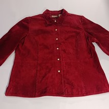 Ruff Hewn Women's XL Red Suede Genuine Leather Jacket Collared Pearl Snap Button image 9