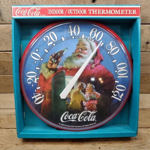 1998 Coca Cola Santa Clause Indoor / Outdoor Round Thermometer Brand New - £23.42 GBP
