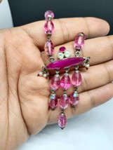 Simulated Ruby and pink droplets Sterling Silver Necklace - $80.18