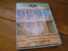 New Epic Gifts Seascape Glass Dolphin Cocktail Pics – contains 4 in Box – - $8.59