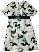 Single Girls V-Neck A-Line Skater Silk Butterfly Print Lined Dress (M) NWOT - $29.69