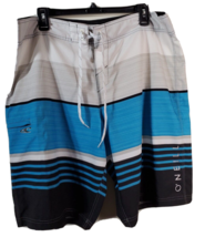 O&#39;Neill Board Shorts Mens Size 38 Multi Striped Pocket Logo Pull On Drawstring - £12.77 GBP
