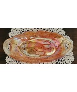 Vintage Carnival Glass Serving Dish Iridescent 9.5” Amber Gold Sunflower... - $56.13 CAD
