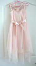 Zunie Little Girl Fancy Dress Pink Tulle Applied Flowers Beaded Lined Size 7 NWT - £18.48 GBP