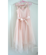 Zunie Little Girl Fancy Dress Pink Tulle Applied Flowers Beaded Lined Si... - £18.49 GBP