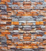 Dundee Deco JNAZZWH16 Orange Grey Beige Faux Stone 3D Wall Panel, Peel and Stick - £10.13 GBP+