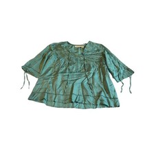 DKNY Jeans Women&#39;s Blue Green Silky Feel Thin Blouse Top Small 1/2 Sleeve Boho - £18.24 GBP