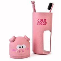 Golandstar Cute Pig Shaped Toothbrush Case Holder Container 3pcs Set Wheat Straw - £13.29 GBP