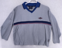 Bear Surf Shirt Men Size Large Logo Pull Over Top V Neck Grey Vintage 1990&#39;s - £35.03 GBP