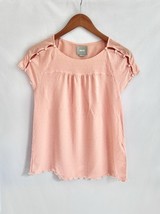 Anthropologie Clipdot Buttoned Tee SIZE 2 Peach Swiss Dot Short Sleeve T... - $14.99
