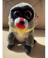 TySilk Ty Beanie Boos Wasabi Baboon With Pink Glitter  Eyes 6&quot; MWMTs - £7.17 GBP