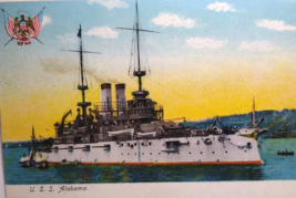 U.S.S Alabama Navy Battleship Boat Ship Postcard Unused Antique Undivided Back - £20.58 GBP
