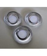 Glass Votive Tealight Holder Set of 3 Clear Flat Heavy Great for Holidays - £8.41 GBP