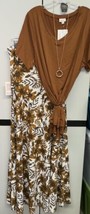 NWT LULAROE Large White Brown Floral Knit Maxi Skirt/3XL Copper Brown Christy T - £65.28 GBP
