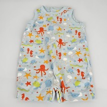 Gymboree Vintage At the Beach 6-12 Mos Baby Boy Clothes Blue Ocean Sea Romper - $19.79