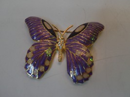 Beautiful Enamel Butterfly Brooch Pin Purples &amp; Bling and Goldtone Unbranded - £17.13 GBP
