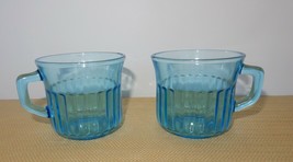 Set of 2 vintage Fortecrisa Mexico light blue glass coffee mugs - £15.98 GBP