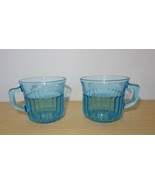 Set of 2 vintage Fortecrisa Mexico light blue glass coffee mugs - £15.63 GBP