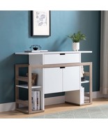 Modern Kitchen Buffet: 4-Shelf Organizer (White/Taupe) - $262.14 CAD