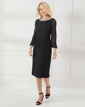 Nightingales Black Diamante Trim Midi Dress Uk 10 (exp27) - £18.61 GBP