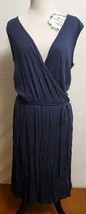 Joe Fresh Navy Blue Sleeveless Tie Waist Dress Knee Length Size XL - $275.50 MXN