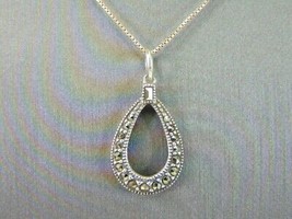 Womens Vintage Estate Sterling Silver Modernist Pendant w/ Necklace 3.2g E2170 - £19.78 GBP