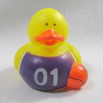 Basketball Player No 01 Rubber Duck 2&quot; Purple Shirt Ducky Squirter Bath Toy - £6.75 GBP