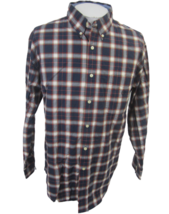 Chaps Ralph Lauren vintage Men shirt l/s XL pit to pit 26 Indigo Plaids vintage - £23.25 GBP
