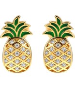 Pineapple Earrings for Girls 925 Sterling Silver Hypoallergenic Fruit Stud - £14.53 GBP