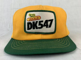Vintage DEKALB Hat Trucker Cap Patch Snapback 80s USA Logo Yellow Promo - £23.50 GBP