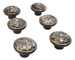 Set Of 6 Western Rustic Silver Floral Scroll With Gold Trim Cabinet Door... - $30.95