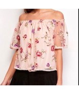 BB Dakota Stassi Pink Lemonade Floral Embroidered Off The Shoulder Top M... - $48.55 CAD