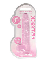 Shots RealRock Realistic Crystal Clear 8&quot; Dildo w/Balls - Pink - $27.99