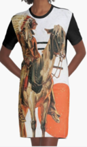 Cowgirl Kim Indian and His Horse Graphic Tee Dress - Large Only - £56.12 GBP