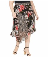 INC Womens Black Floral Snake Print Asymmetric Midi Skirt Plus 26W NWT - $21.97 CAD