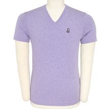 Psycho Bunny Men&#39;s  Pima Cotton V-Neck T-Shirt Heather Lilac Shirt - Large - £19.91 GBP