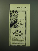 1950 Ritz Carlton Hotel Ad - Known the world over - £14.53 GBP