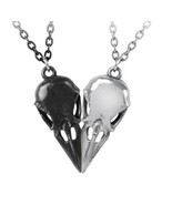 Alchemy Gothic Coeur Crane Pendant Double Necklace Dark Light Raven Skul... - £21.19 GBP