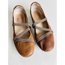 Palladium Sz 8 Brown Leather Elastic Straps Slip On Ballet Flats Casual ... - $14.78