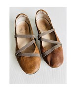 Palladium Sz 8 Brown Leather Elastic Straps Slip On Ballet Flats Casual ... - $14.78