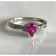 14K White Gold Pink Topaz Diamond Ring Size 6.5 Sky - £246.57 GBP