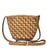 Vintage CEM Woven Crossbody Cognac Brown Brazilian Leather Hobo Bucket B... - £35.53 GBP