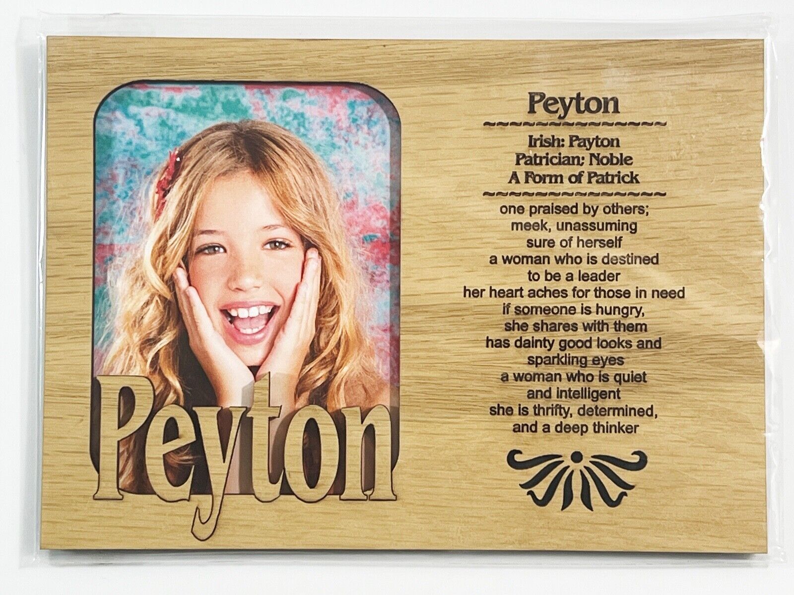 PEYTON (GIRL) Personalized Name Profile Laser Engraved Wood Picture Fram... - $9.90