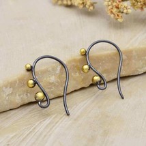Mixed Metal Black Ear Wire with Bronze Granulation 21x14mm - €17,68 EUR