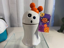 Disney Parks Halloween Ghost With a Mickey Ears Hat Lid Candle Holder Ne... - £31.64 GBP