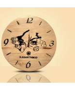 Handmade beech wood wall clock engraved and filled with epoxy  - $330.00