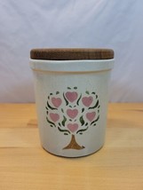 Vintage RRP Co. Roseville Ohio 1 Quart High Jar Kitchen Crock Heart Tree Country - $24.99