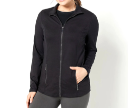Belle Kim Gravel Zip Front Athletic Jacket Athletic Jacket- BLACK, XL - £26.30 GBP