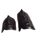 Lot of 2 African Hand Carved Wood Mask Tribal 10.75&quot; 17&quot; Face Kenya Blac... - $887.77 MXN